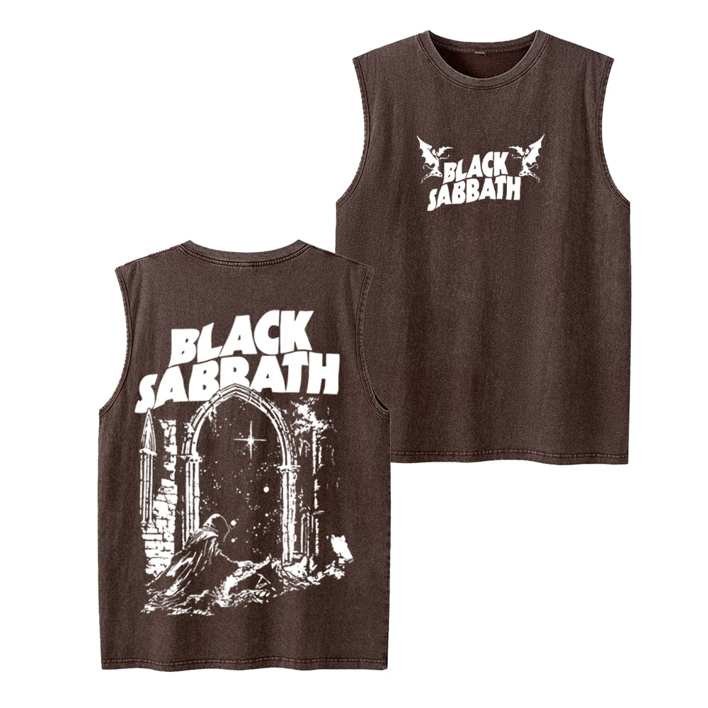 Black Sabbath Into The Void Unisex Washed Tank Top
