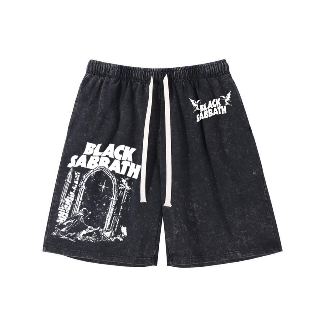 Black Sabbath Into The Void Washed Shorts Loose Sports Shorts