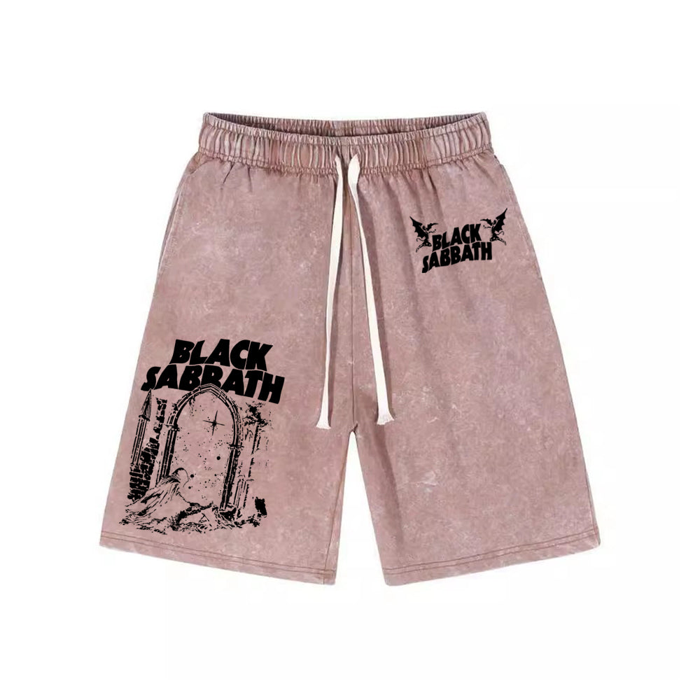 Black Sabbath Into The Void Washed Shorts Loose Sports Shorts